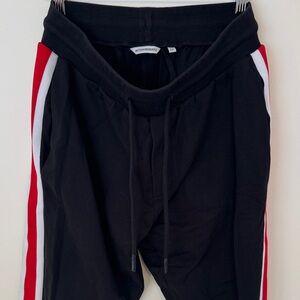 Antony Morato Black Joggers with Red and White Stripes - Men’s Medium
